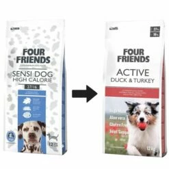 FourFriends Active Duck & Turkey (f.d. Sensi Dog High Calorie) -Kjæledyrutstyr Salgsbutikk fourfriends sensitive high 2d