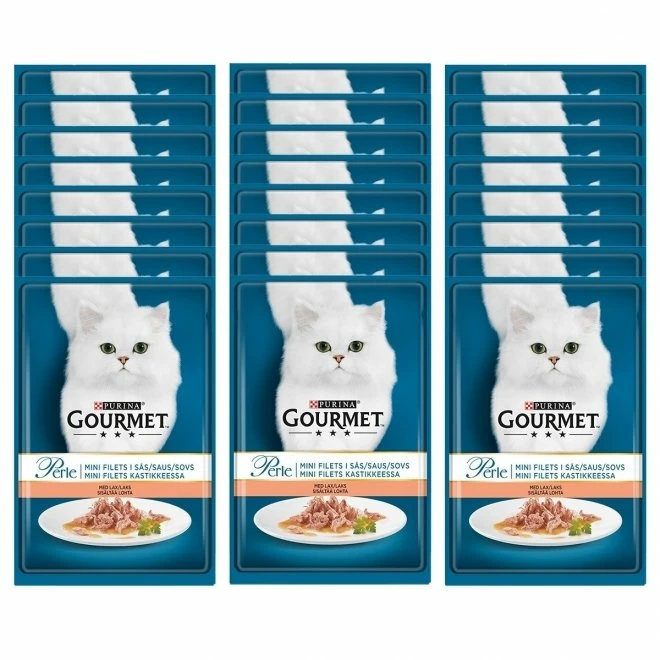 Gourmet Perle Mini Fillets I Saus Laks 24x85 G 3 Gourmet Perle Mini Fillets I Saus Laks 24x85 G
