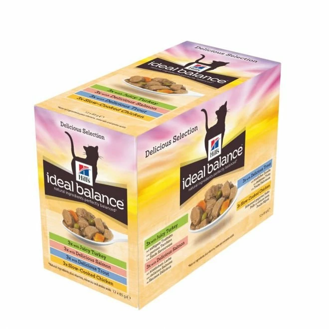 Hill's Ideal Balance Feline Adult Multipack Pouch (12x85g) 3 Hill's Ideal Balance Feline Adult Multipack Pouch (12x85g)