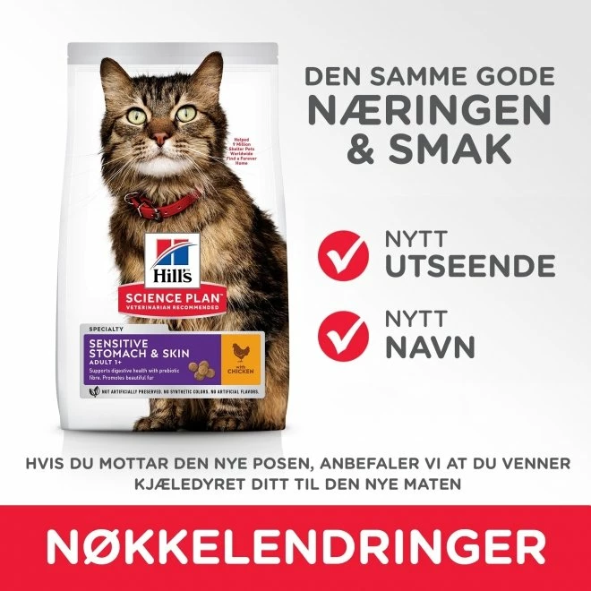 Hill's Science Plan Cat Adult Sensitive Stomach & Skin Chicken 4 Hill's Science Plan Cat Adult Sensitive Stomach & Skin Chicken - Bilde 2