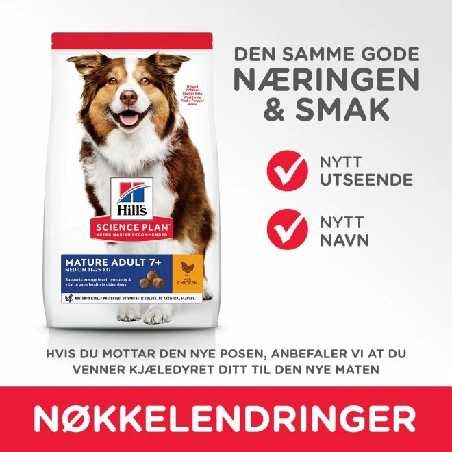 Hill's Science Plan Dog Mature Adult 7+ Medium Chicken 4 Hill's Science Plan Dog Mature Adult 7+ Medium Chicken - Bilde 2