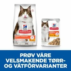 Hill's Science Plan Cat Adult 1+ Perfect Digestion Chicken & Brown Rice -Kjæledyrutstyr Salgsbutikk hills science plan perfect digestion adult 1 cat food chicken brown rice 9a
