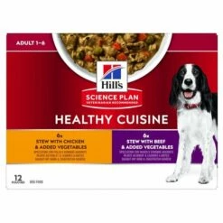 Hill's Science Plan Canine Adult Healthy Cuisine Chicken & Beef 12x90 G -Kjæledyrutstyr Salgsbutikk hills sp canine ad healthy cuisine stews ch bf az 1e