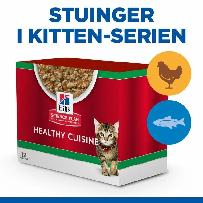 Hill's Science Plan Kitten Healthy Cuisine Chicken/Ocean Fish & Vegetables 12x80 G 3 Hill's Science Plan Kitten Healthy Cuisine Chicken/Ocean Fish & Vegetables 12x80 G