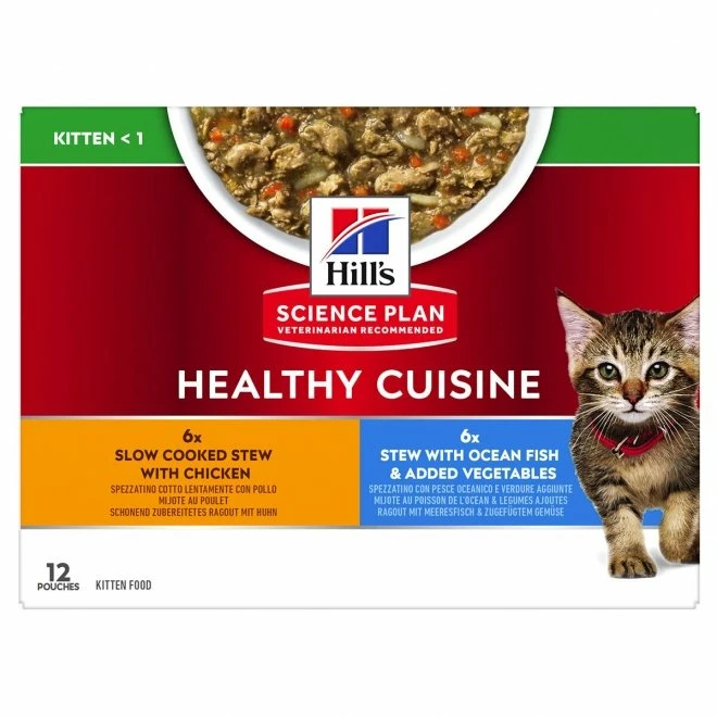 Hill's Science Plan Kitten Healthy Cuisine Chicken/Ocean Fish & Vegetables 12x80 G 4 Hill's Science Plan Kitten Healthy Cuisine Chicken/Ocean Fish & Vegetables 12x80 G - Bilde 2