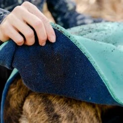 Ruffwear Dirtbag Hundedekke Turkis & Blå -Kjæledyrutstyr Salgsbutikk ruffwear dirtbag dog towel aurora teal 3c